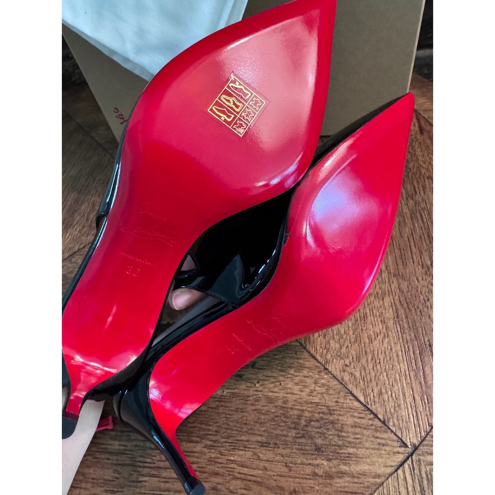 Christian Louboutin Hot Chick Sling 70 Black Patent Leather Pumps 36 us 6 NWB - Picture 10 of 12